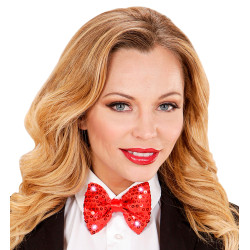 Červený blikající flitrový motýlek